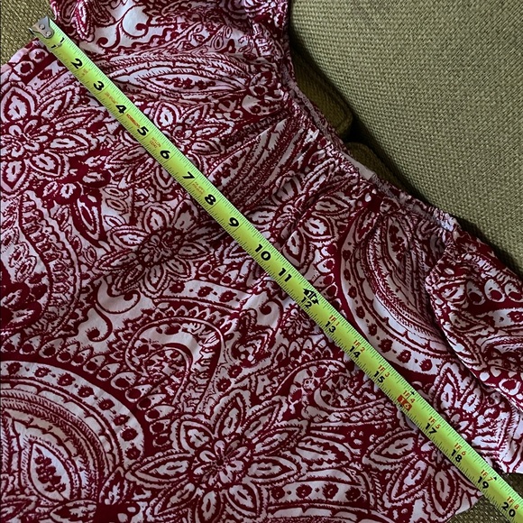 Umgee Off Shoulder Mini Dress Women Size S Girlhood-core Boho Red Cream Paisley - Picture 13 of 14